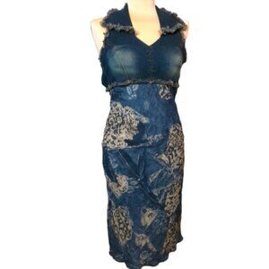 Vintage Y2K Denim Dress XS Misdemeanor open back sleeveless sundress blue